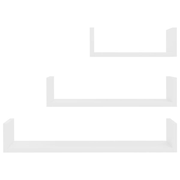 vidaXL Wall Display Shelf 3 pcs White Engineered Wood