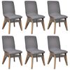 vidaXL Dining Chairs 6 pcs Light Grey Fabric and Solid Oak Wood