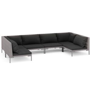 vidaXL Garden Lounge Set | Dark grey | Powder-coated steel | 6 Piece Set
