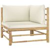 vidaXL 8 Piece Garden Lounge Set with Cream White Cushions Bamboo