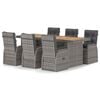 vidaXL 7 Piece Outdoor Dining Set with Cushions Poly Rattan Grey
