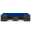 vidaXL 10 Piece Garden Lounge Set with Cushions Grey Impregnated Wood