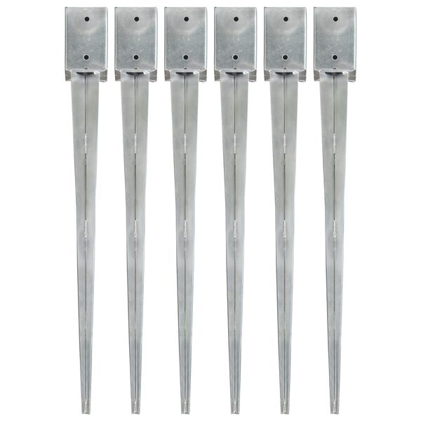 vidaXL Ground Spikes 6 pcs Silver 9x9x90 cm Galvanised Steel