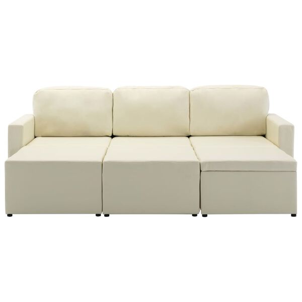 vidaXL 3-Seater Modular Sofa Bed Cream Faux Leather