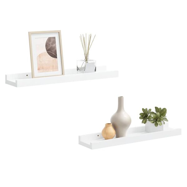 vidaXL Picture Frame Ledge Shelves 2 pcs White 40x9x3 cm MDF