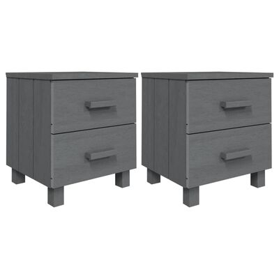 vidaXL Bedside Cabinets HAMAR 2 pcs Dark Grey 40x35x44.5 cm Solid Wood