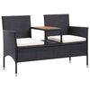 vidaXL 2-Seater Garden Bench with Tea Table 143 cm Poly Rattan Black