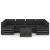 vidaXL 7 Piece Garden Lounge Set with Cushions Grey Impregnated Wood