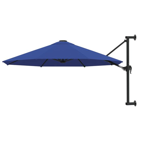 vidaXL Wall-Mounted Garden Parasol with Metal Pole 300 cm Blue