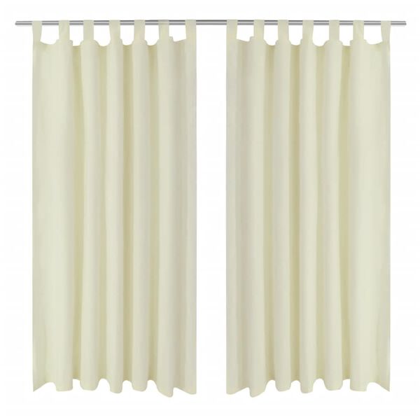 2 pcs Cream Micro-Satin Curtains with Loops 140 x 225 cm