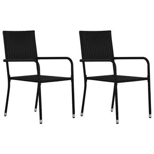 vidaXL Garden Dining Chair | Set of 2 | Black | PE rattan, steel | Standard