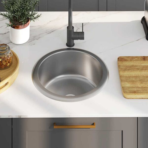 vidaXL Kitchen Sink with Strainer and Trap Stainless Steel