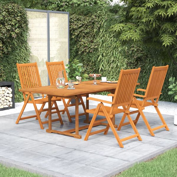 vidaXL 5 Piece Garden Dining Set Solid Wood Acacia 150-200 cm