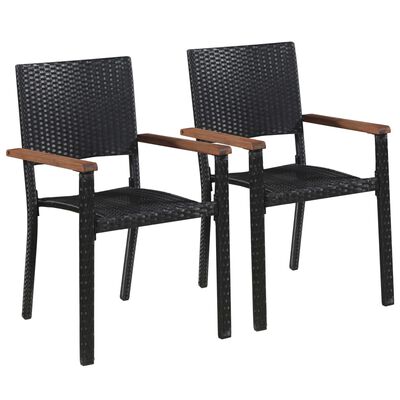 vidaXL Outdoor Chairs 2 pcs Poly Rattan Black