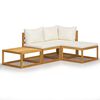 vidaXL 4 Piece Garden Lounge Set with Cushion Cream Solid Acacia Wood