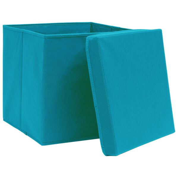 vidaXL Storage Boxes with Lids 10 pcs Baby Blue 32x32x32 cm Fabric