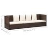 vidaXL Garden Bed with Cushion & Pillows Poly Rattan Brown