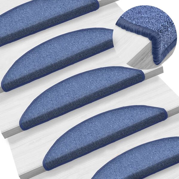 vidaXL Stair Mats 15 pcs 56x17x3 cm Blue Half Round