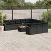 vidaXL 12 Piece Garden Sofa Set with Cushions Black Poly Rattan