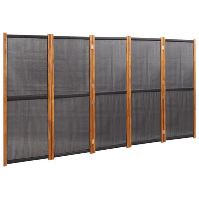 vidaXL 5-Panel Room Divider Black 350x180 cm