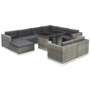 vidaXL Rattan Sofa Set | Grey | PE Rattan | Modular | Modular | Rattan Sofa Set