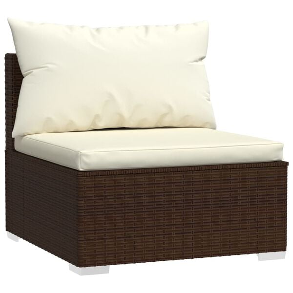 vidaXL 4-Seater Sofa with Cushions Brown Poly Rattan
