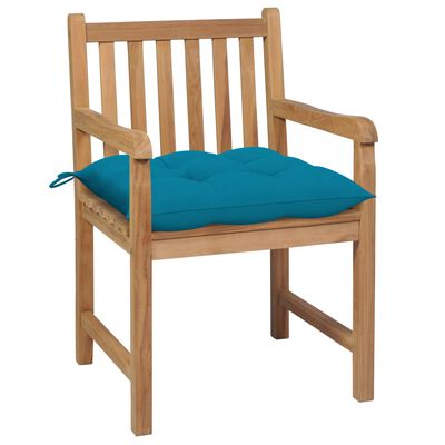 vidaXL Garden Chairs 2 pcs with Light Blue Cushions Solid Teak Wood