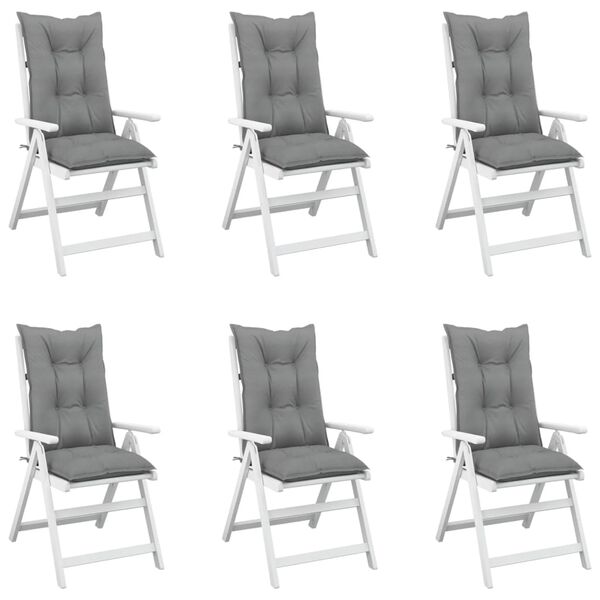 vidaXL Garden Highback Chair Cushions 6 pcs Grey 120x50x7 cm Fabric
