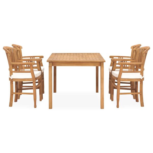 vidaXL 5 Piece Garden Dining Set with Cushions Solid Teak Wood