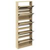 vidaXL Shoe Cabinet 5-Layer Mirror Oak 63x17x169.5 cm