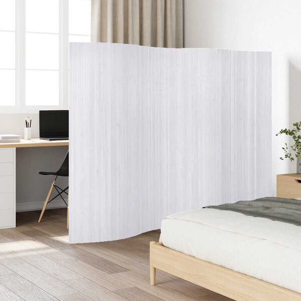 vidaXL Room Divider Bamboo White Width 250 cm Height 165 cm