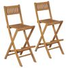 vidaXL Folding Outdoor Bar Stools 2 pcs Solid Teak Wood