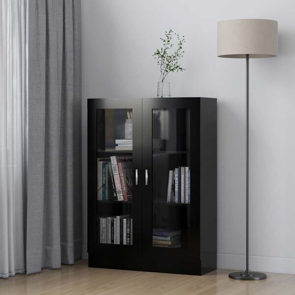 vidaXL Vitrine Cabinet Black 82.5x30.5x115 cm Engineered Wood