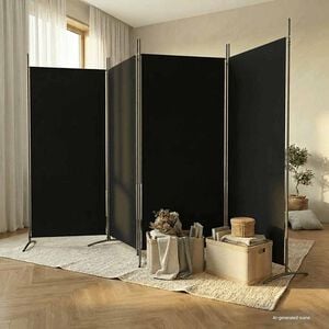 vidaXL 4-Panel Room Divider Black 346x180 cm Fabric