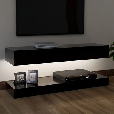vidaXL TV Cabinet with LED Lights Black 120x35 cm