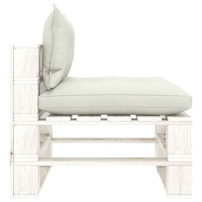 vidaXL Garden Pallet Sofa 3-Seater with Beige Cushions Wood