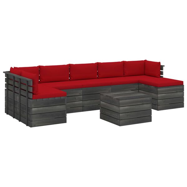 vidaXL 8 Piece Garden Pallet Lounge Set with Cushions Solid Pinewood