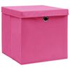vidaXL Storage Boxes with Lids 10 pcs Pink 32x32x32 cm Fabric