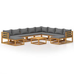 vidaXL 11 Piece Garden Lounge Set with Cushion Solid Acacia Wood