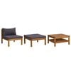 vidaXL 3 Piece Garden Lounge Set with Dark Grey Cushions Acacia Wood