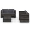vidaXL 6 Piece Garden Lounge Set with Cushions Grey Impregnated Wood