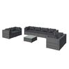 vidaXL 9 Piece Garden Lounge Set with Cushions Poly Rattan Grey