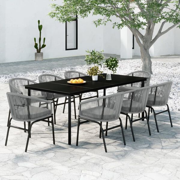 vidaXL 9 Piece Garden Dining Set Grey