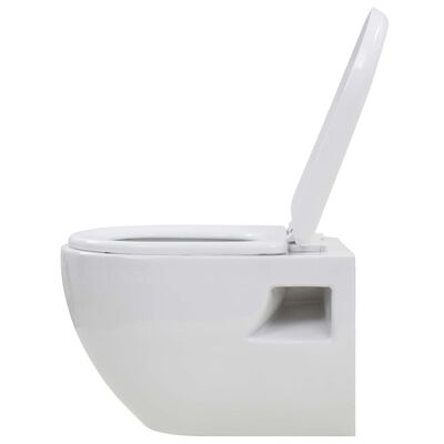 vidaXL Wall-Hung Toilet Ceramic White