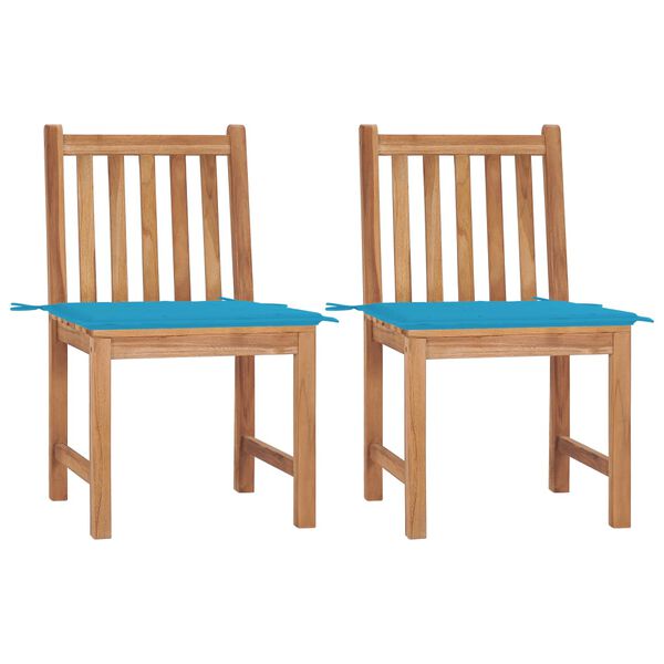 vidaXL Garden Chairs 2 pcs with Cushions Solid Teak Wood