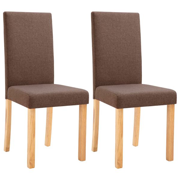 vidaXL Dining Chairs 2 pcs Brown Fabric