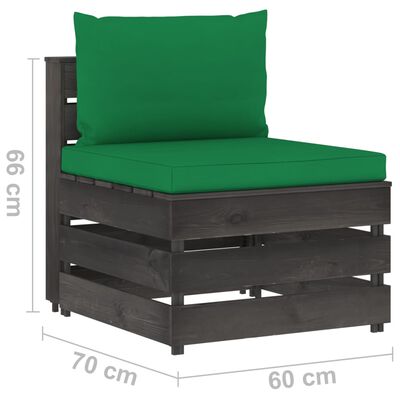 vidaXL 7 Piece Garden Lounge Set with Cushions Grey Impregnated Wood