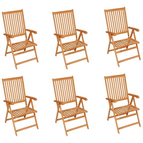 vidaXL Garden Chairs 6 pcs with Anthracite Cushions Solid Teak Wood