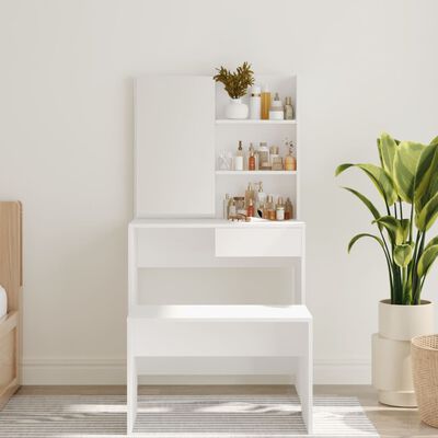 vidaXL Dressing Table with Mirror White 74.5x40x141 cm