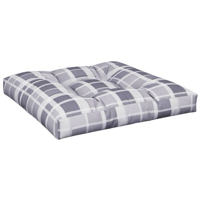 vidaXL Pallet Cushions 2 pcs Grey Check Pattern Fabric
